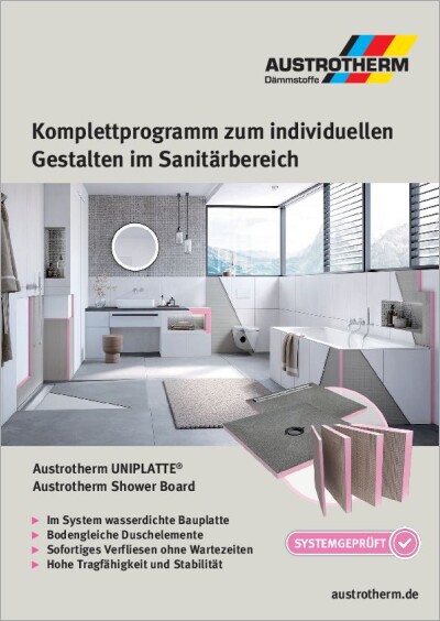 Austrotherm Dämmstoffe: UNIPLATTE<sup>&reg;</sup> und Shower Board