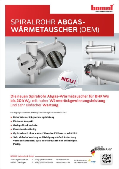 BOMAT Heiztechnik: Spiralrohr Abgas-Wärmetauscher (OEM)
