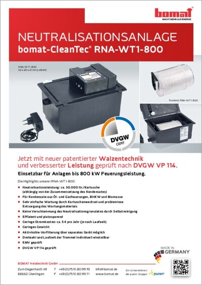 BOMAT Heiztechnik: CleanTec<sup>&reg;</sup> RNA-WT1-800 