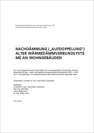 Forschungbericht: Nachdämmung (Aufdopplung) alter Wärmedämmverbundsysteme an Wohngebäuden