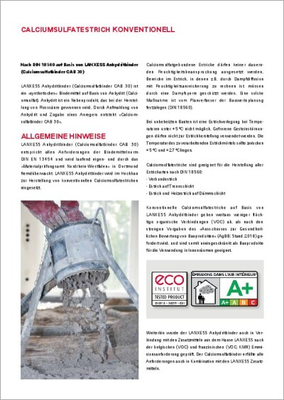Anwendungshinweise Calciumsulfatestrich konventionell