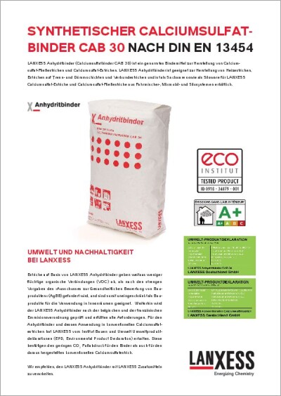 Produkt-information Calciumsulfat-binder CAB 30