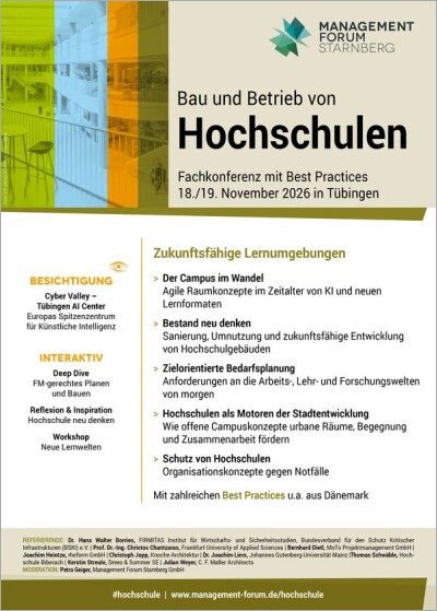 Bau und Betrieb von Hochschulen<br/>Fachkonferenz 18./19.11.2026 in Tübingen