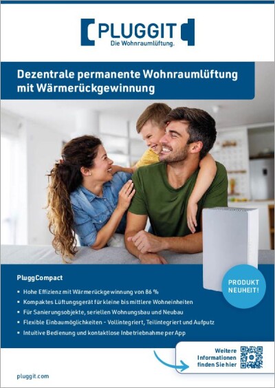 Dezentrale permanente Wohnraum-lüftung mit Wärmerück-gewinnung